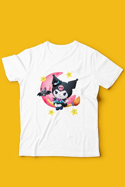 Store Kuromi Pattern Printed Children's Black and White Tshirt