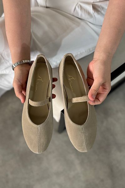SHOEBELLAS Γυναικείες μπαλαρίνες Fersa Beige από γνήσιο δέρμα με μονό σωλήνωση