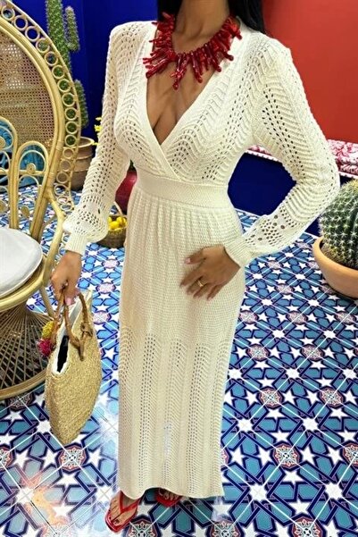 Genel Markalar Derin Yaka Triko Elbise 2856