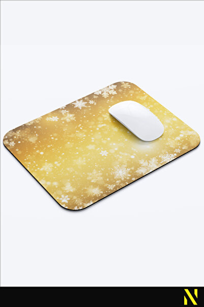 nilizma Ергономична подложка за мишка с мотив жълти снежинки - 22 cm X 18 cm - подложка за мишка с неплъзгаща се основа