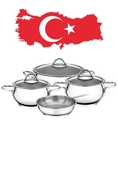 Cady One 7-piece Non-stick Stainless Steel Cookware Set, Made In Turkey 109-09-ba3000