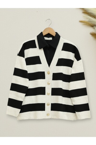 HİJABAYA سترة تريكو عربية سميكة مخططة