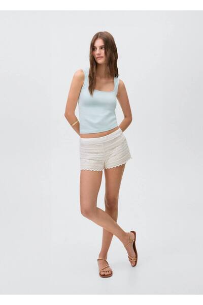 Mango Teen Kroşe volanlı şort