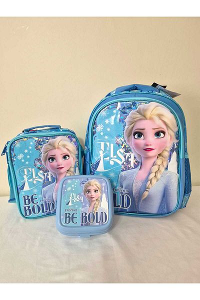 great bags Geantă ortopedică pentru școală primară Elsa cu licență, cutie de prânz, set pentru școala primară