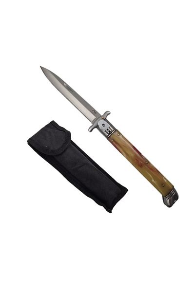 Depox Stiletto Automatic Knife, Italian Marble, 27 Cm, Brown