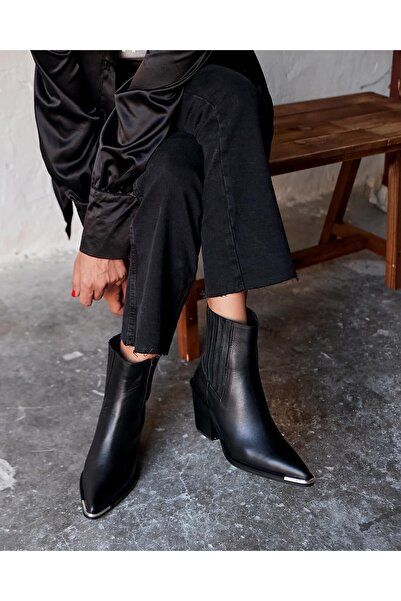 PELİN'İN AYAKKABILARI PALERMO SİYAH DERİ KOVBOY BOT