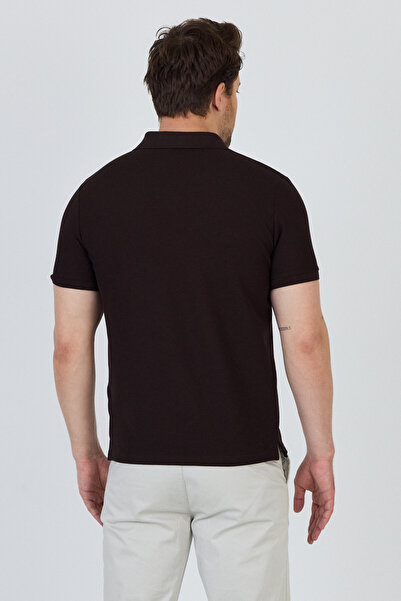 Frappoli Venice Men's Brown Cotton Blended Polo Neck T-Shirt