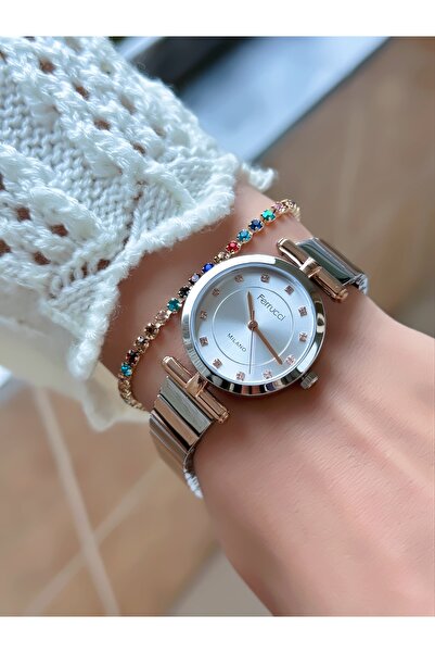 Ferrucci ÇELİK KORDON KADIN KOL SAATİ 3 ATM SU GEÇİRMEZ 2 YIL GARANTİLİ