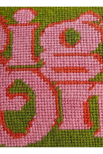 Jonathan Adler Goblen İşlemeli Yün Yastık – 23x30 cm, Kadife Sırtlı, Fermuarlı, Dolgulu