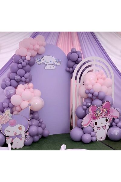 MERİ PARTİ Kuromi Concept Balloon Colors 100 Pieces Latex Balloon and Chain