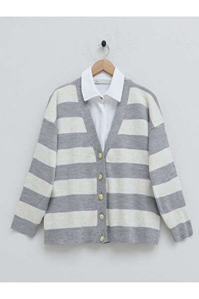 HİJABAYA سترة تريكو عربية سميكة مخططة