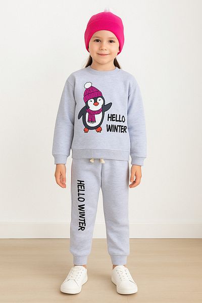 TRENDİMİZBİR Set Imprimat Pinguin Hello Winter pentru Fata