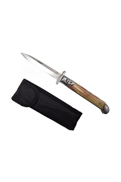 Depox Stiletto Automatic Knife, Italian Marble, 27 Cm, Multicolor