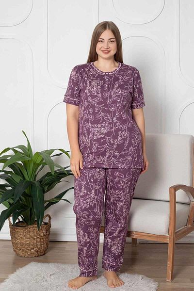 ALİMER Floral Print Plus Size Pajamas Set 2766Kyb