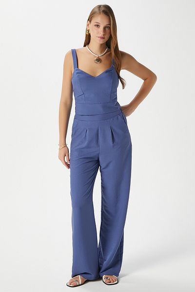 Ritnice Pantaloni Palazzo Indigo cu talie elastică Cupra Cool Texture pentru femei
