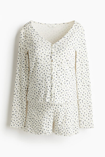 H&M MAMA Delik Desenli Pijama Takımı