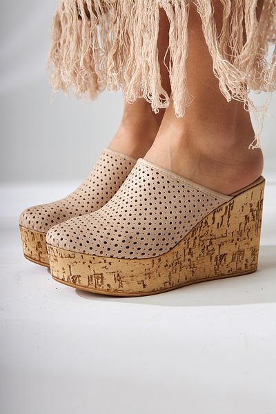 Limoya Viana Nud Closed Front Wedge Heeled Women's Slippers