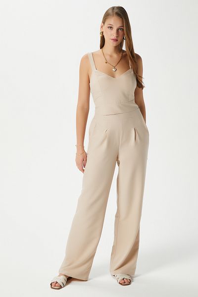 Ritnice Pantaloni Palazzo din nurcă cu talie elastică Cupra Cool Texture pentru femei