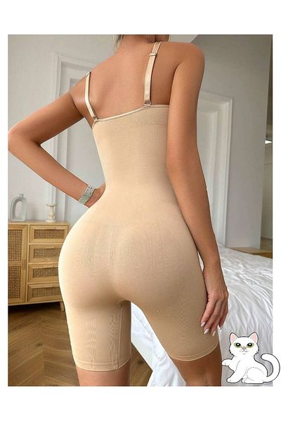 MİSTİRİK Larix Model Full Length Premium Extra Straighting and Lifting Jumpsuit Corset Culoare piele
