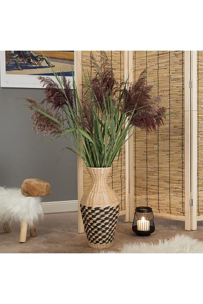 Bahçem Decorative Water Hyacinth / Water Hyacinth Pampas Vase / Wicker Vase Artificial Flower Holder