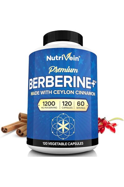 nutrivein Premium Berberine HCL 1200 mg Ceylon Cinnamon Defenses, Digestion, ...