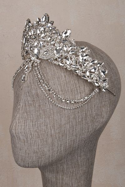 Hayalperest boncuk Velisse Silver Color Bridal Crown Shiny Detailed Model