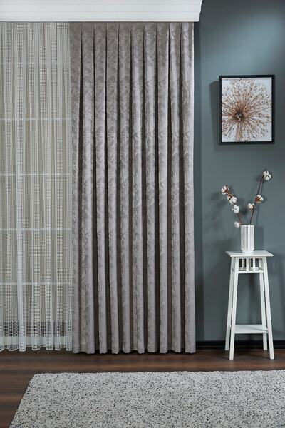 Elen's Ασημί Γκρι Μοντέρνα Μαλακή Κουρτίνα Φόντου Ζακάρ με Εξαιρετικό Φορμολο...