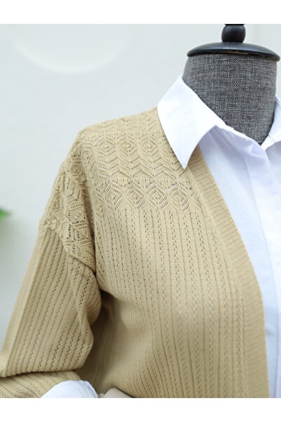 HİJABAYA Skirt Patterned Openwork Cardigan