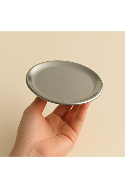 Fiyakalı Ürünler Atölyesi 6 Adet 12 cm Gümüş Yuvarlak paslanmaz çelik,lokumluk,ikramlık, pasta servis,Kahve Fincan altlığı