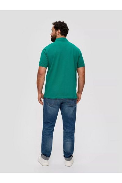 s.Oliver Men's big size polo shirt with embroidered logo and regular fit cut, dark green