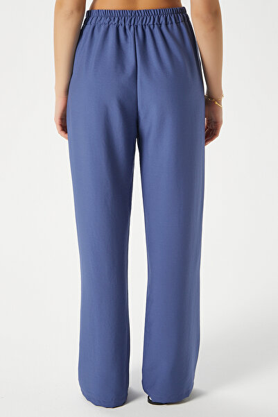 Ritnice Women's Cupra Cool Texture Waist Elastic Indigo Palazzo Pants