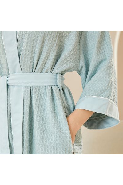 REEFI Rustic Turquoise Waffle Bathrobe