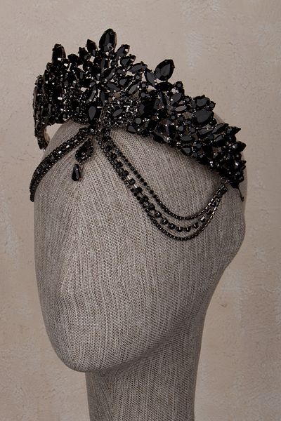 Hayalperest boncuk Velisse Black Bridal Crown Elegant Shiny Stone Model