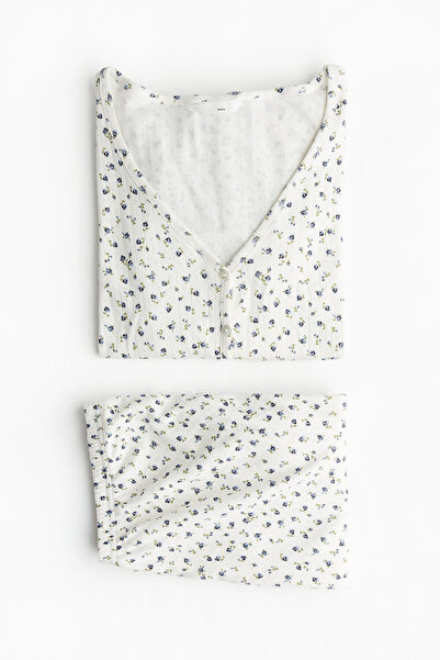H&M MAMA Delik Desenli Pijama Takımı