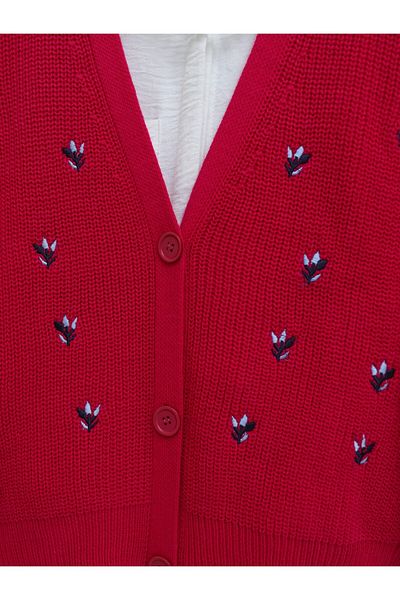 HİJABAYA Embroidered Three Button Waist Length Cardigan