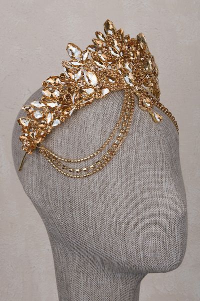 Hayalperest boncuk Velisse Honey Tones Stone Bridal Crown Stylish Accessory