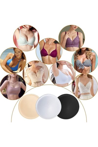 MissPrive Mayo Bikini Büstiyer İçin Göğüs Pedi Atma Yuvarlak Kap Glop Beyaz 5'li
