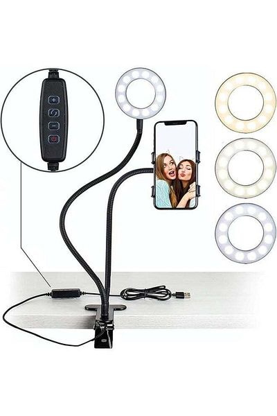 Generic 2-In-1 LED Ring Light With Cell Phone Holder Stand Black/White