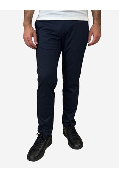 s.Oliver Men's slim fit suit trousers in dark navy stretch jersey fabric