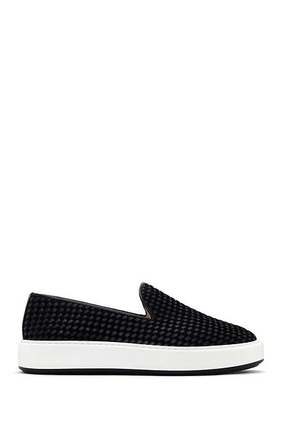 Derimod Bărbați, negru, cu talpă groasă, tricotat, 100% piele, pantofi casual Penny Loafer din piele naturală, pantofi casual, g