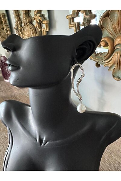 misstakıjewerly Steel Design Pearl Long Earrings