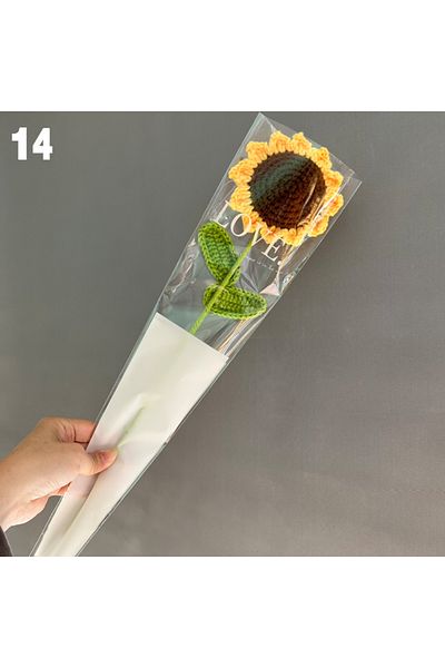 Choice 14 Knitting Flower Rose Tulips Daisy Single Bouquet Simulation Flower Home Decoration Wedding Hand-K