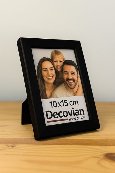 DecovianHomeDesign Natural Wood Modern Standing Single 10X15 Photo Frame |   Black Color Desktop Frame |   Unpainted
