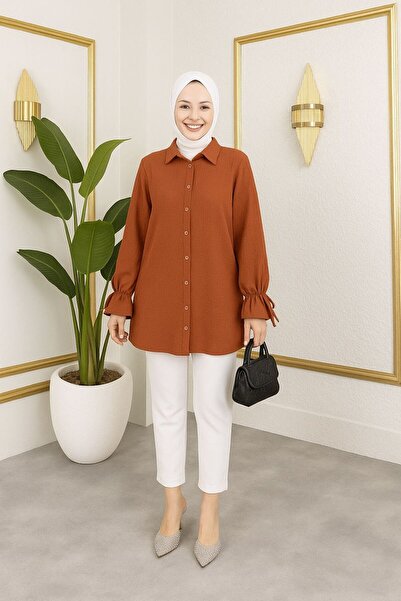 sd butique Düğmeli Tunik - Şık ve Rahat Tasarım - Kol Bağlama Detaylı Tunik