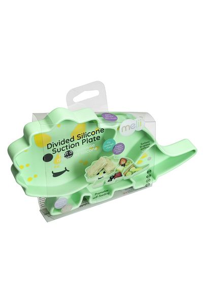 Melii SILICONE COMPARTMENT PLATE WITH SUCTION CUP, MELS, DINOSAUR