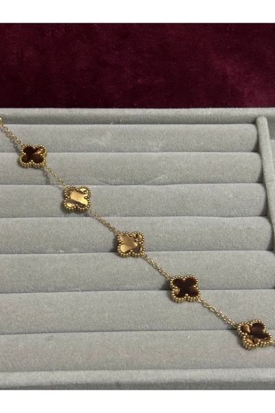 MODA Gold Sedefli Van Cleef Kahve Bileklik