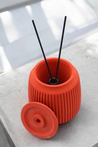 LUMİNA Brick Color Perforated Cover Concrete Room Fragrance Box |   Decorative Jar Design