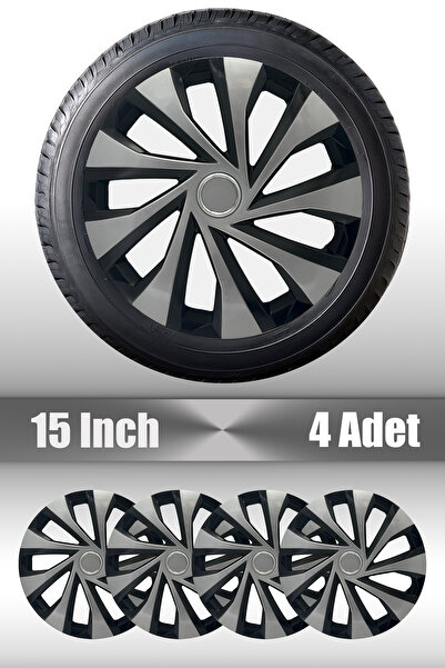 FRWY Skoda Fabia Octavia Rapid 15" inç Uyumlu 4 Adet 1 Takım Gri Siyah Jant K...