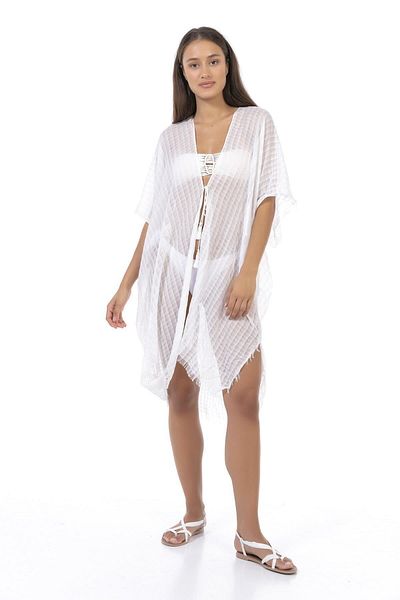 MARBERRY White Organic Mesh Women's Pareo Beach Dress