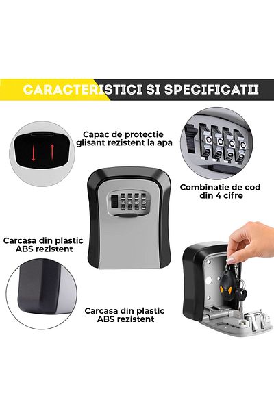 Echo Soul Set of 2 Echo Soul® combination key boxes, for key storage, wall mounting, 115 X 95 X 40 mm